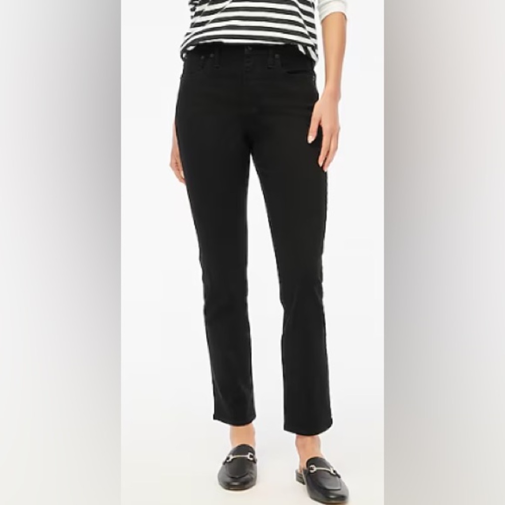 J. Crew Women's Petite Essential Black Straight Jean All Day Stretch, Size 27P